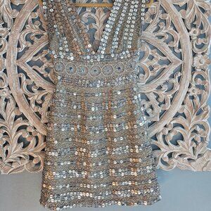Scala woman’s sequined mirror silk dress. Size 4